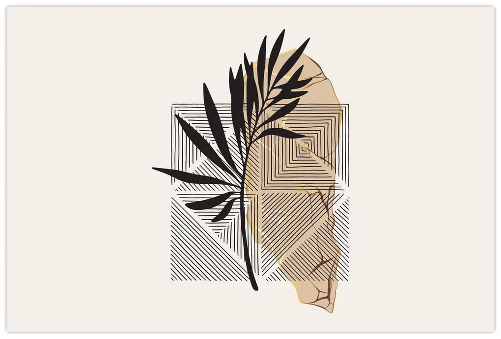Tablou - Abstracție cu frunze tropicale N⁰1 (90x60 cm)