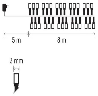 Ghirlandă LED pentru exterior, 400 LED/13 m, IP44, alb cald