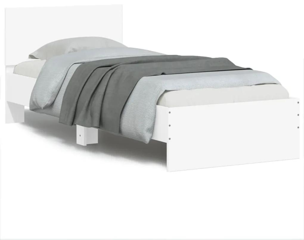 838624 vidaXL Cadru de pat cu tăblie, alb, 90x200 cm, lemn prelucrat