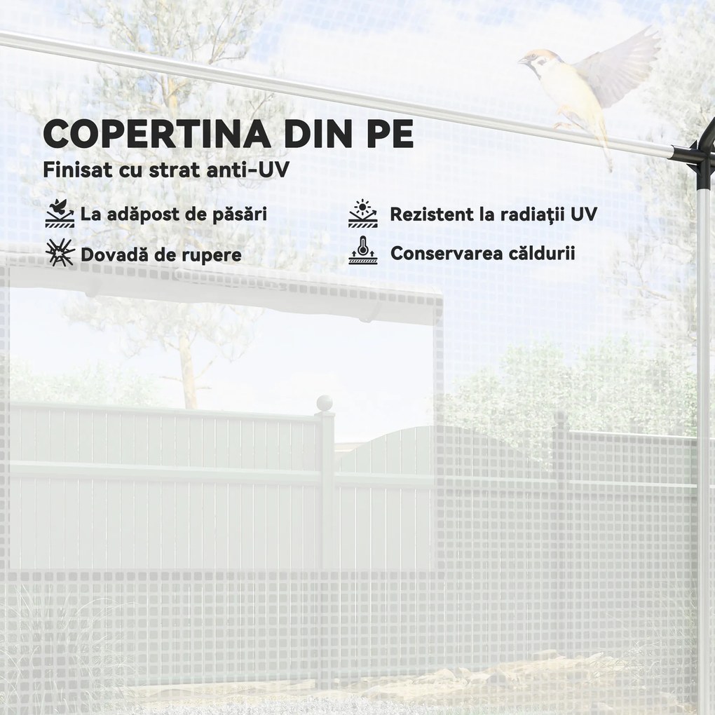 Outsunny Seră de Grădină Tip Tunel 2x3x2 m cu Uși și Ferestre Rulabile, Seră pentru Plante cu Acoperiș Înclinat, Structură din Oțel și Acoperire PE, Anti UV, Alb | Aosom Romania