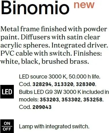 Veioza/Lampa de masa stil minimalist BINOMIO TL1 BIANCO