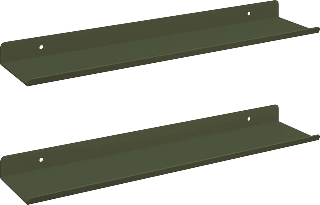 vidaXL Raft suspendat 2 pcs Verde măsliniu 40 x 9 x 2,5 cm Oțel