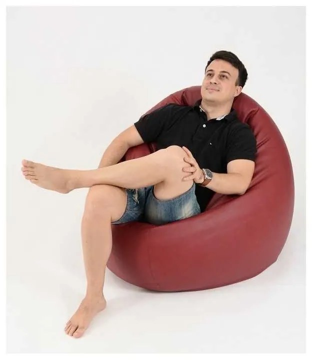 Fotoliu Relaxo XL , Material Piele ecologica - Bordo