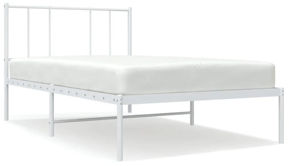 352519 vidaXL Cadru de pat metalic cu tăblie, alb, 75x190 cm