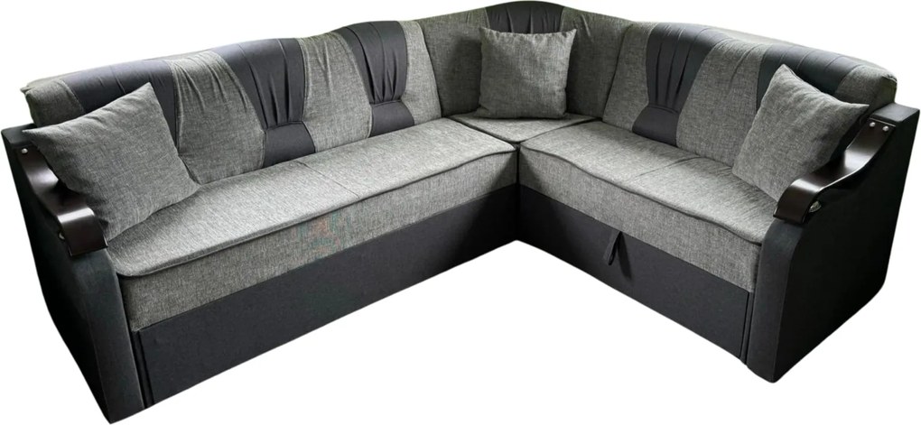 Coltar VALAHIA extensibil, cu lada de depozitare, stofa gri, 270x220x90 Gri