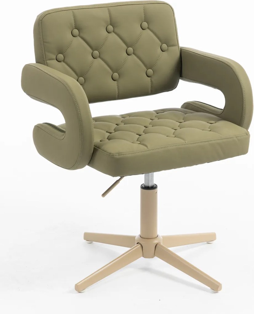 HR8403CROSS Scaun Khaki Piele Ecologica Premium Soft cu Bază Crem