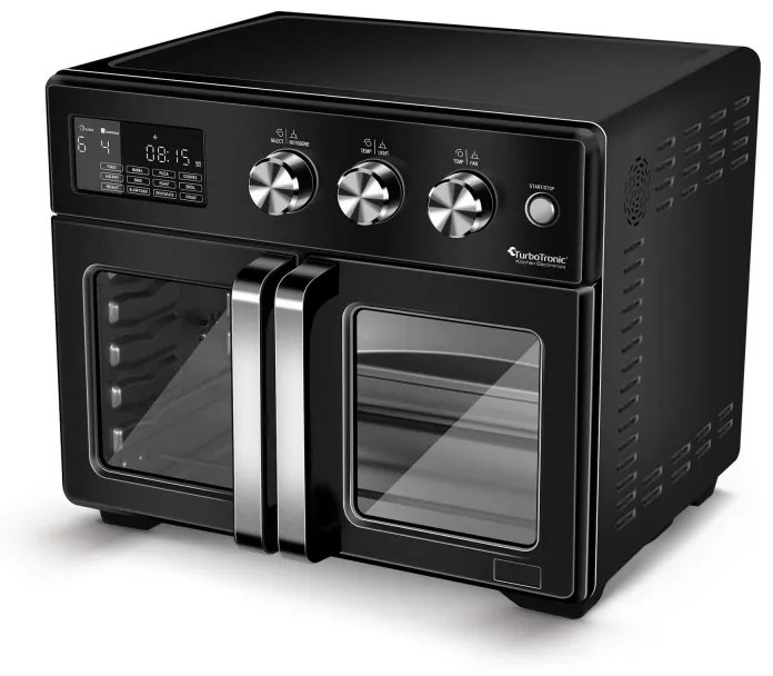 Friteuza - cuptor cu aer cald TurboTronic TT-AFD32, 1700 W, 32 l, 25-230C, 12 programe, Grill, Timer, Accesorii, Negru