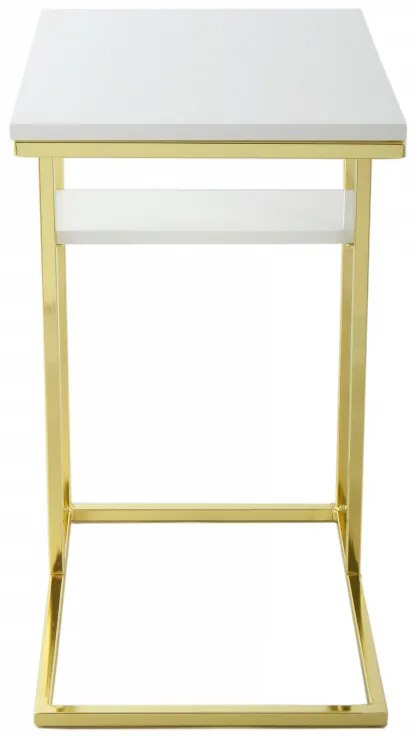 Masuta de cafea dreptunghiulara din metal cu spatiu de depozitare Lucilla 48x35x60 cm alba/aurie