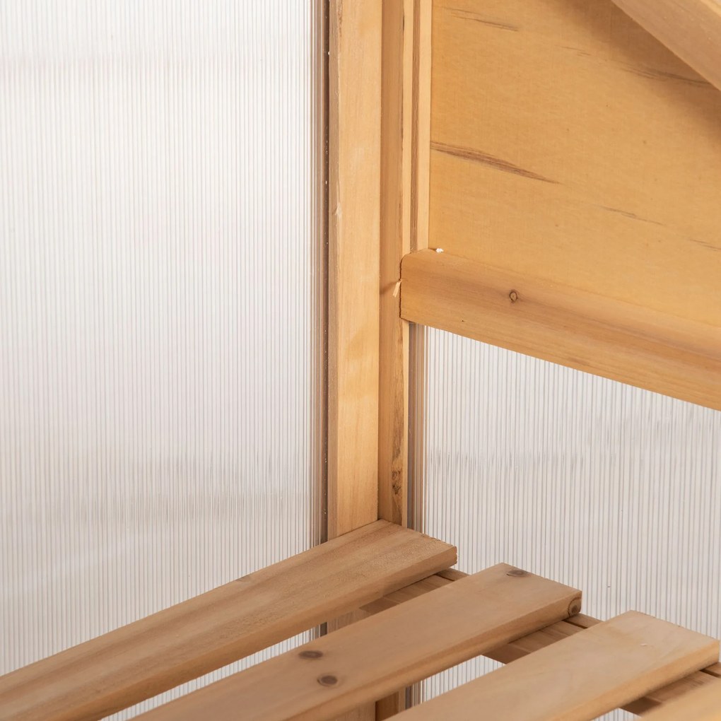 Outsunny Mini-seră, seră mică cu structură din lemn, ferestre și ușă dublă, 3 rafturi, 70L x 50L x 120Î cm, maro | Aosom Romania