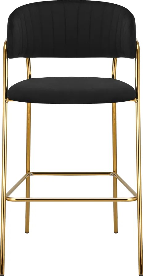 Scaun de bar de design, material catifea neagră/gold crom auriu, DASMIN TIP 2
