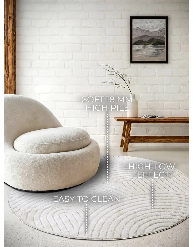 Covor alb rotund ø 200 cm Panglao New York White – Elle Decoration