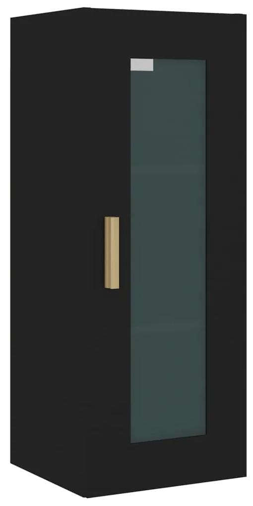 812448 vidaXL Dulap de perete suspendat, negru, 34,5x34x90 cm