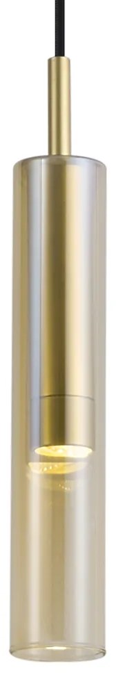 Spot modern auriu cu sticlă ambră pentru sistem de șină monofazat - Slimline Loyce