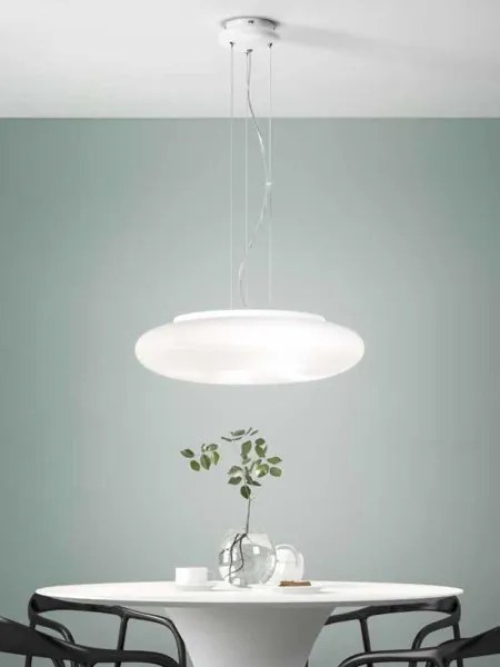 Ondaluce - Lustră suspendată pe cablu DODI 2xE27/15W/230V Ø 53 cm, albă