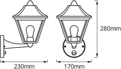 Osram - Lampă de perete pentru exterior cu senzor TRADITION UP 1xE27/60W/230V IP44