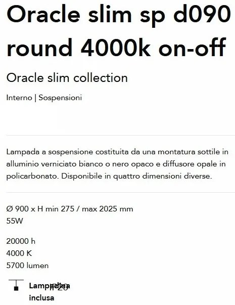 Lustra LED suspendata design circular Oracle slim sp d090 round 4000k on-off