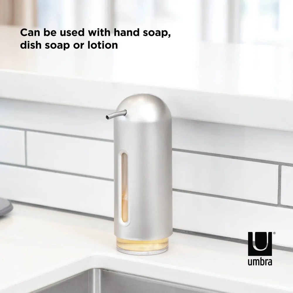 Dozator de săpun lichid argintiu din plastic 350 ml Penguin – Umbra