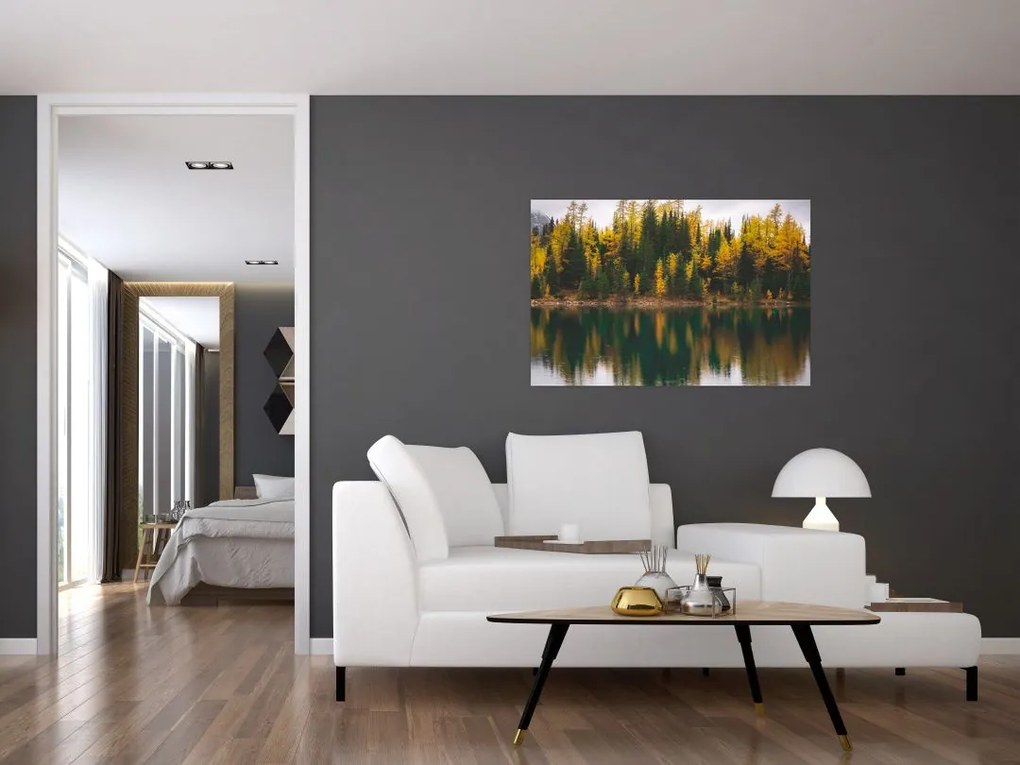 Tablou cu lac de pădure (90x60 cm)