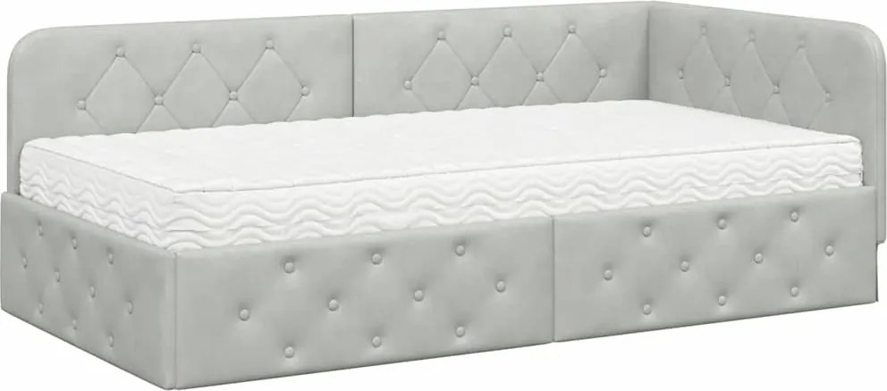 vidaXL Cadru de pat colțar Gri deschis 100 x 200 cm Catifea