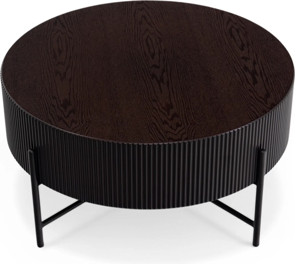 Măsuță de cafea pentru living Corbi 80 cm - nuc închis / negru mat