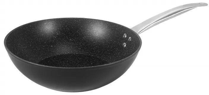 Tigaie Oliver Voltz wok OV54420N28, 28 cm, Finisaj marmura, Inductie, Negru