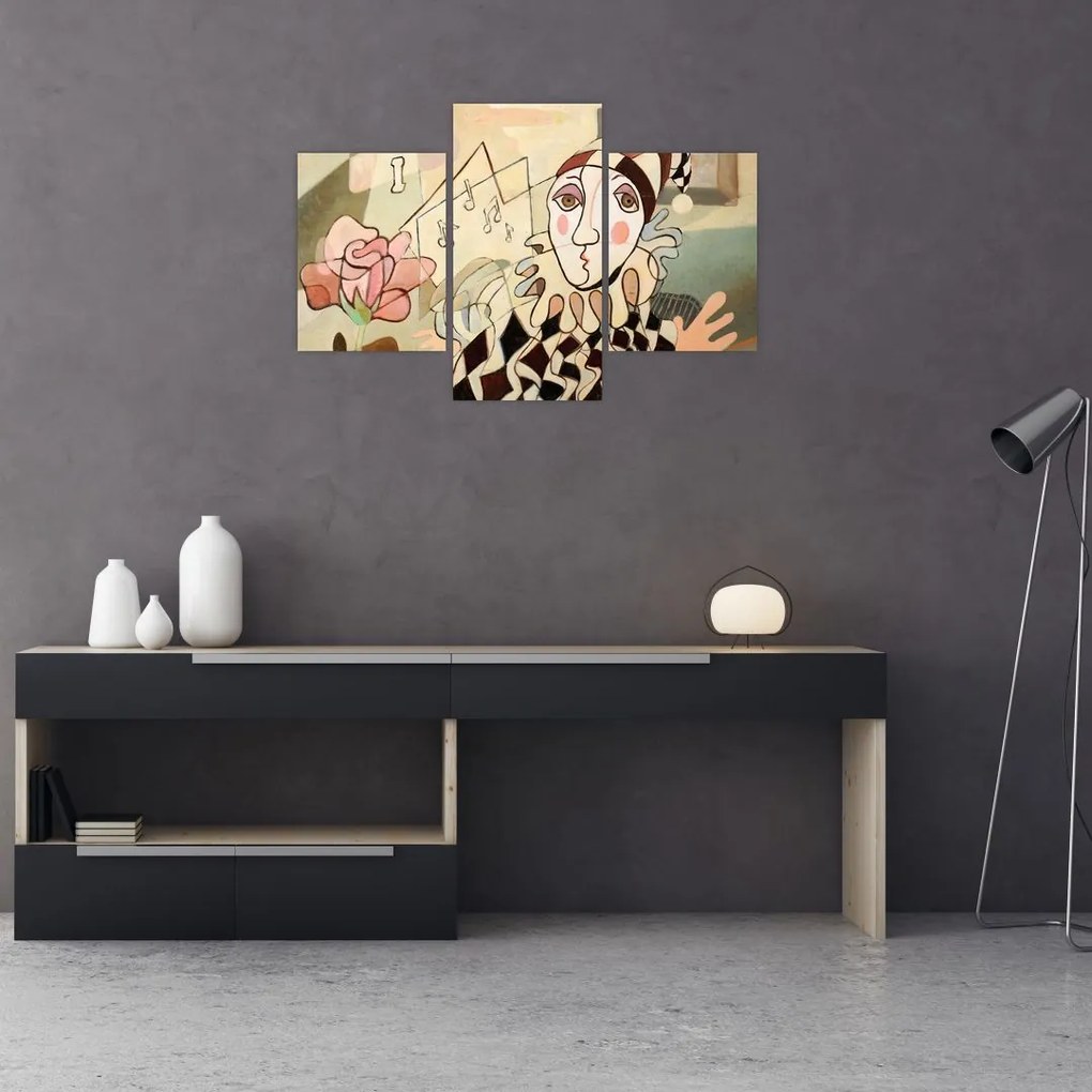 Tablou - Cubismul - arlechin și trandafir (90x60 cm)