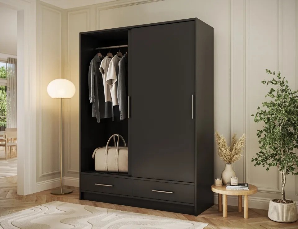 Dulap cu uși glisante Estantte II, 150x60x200 cm – Negru
