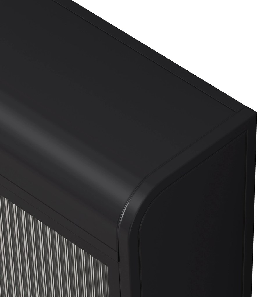 Dulap de Perete cu 3 Uși din Sticlă cu Design Curbat, Negru | Aosom Romania