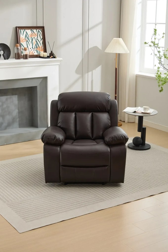 RESIGILAT- Fotoliu Masaj si Incalzire, Recliner, suport picioare extensibil, Air PU Premium, Maro