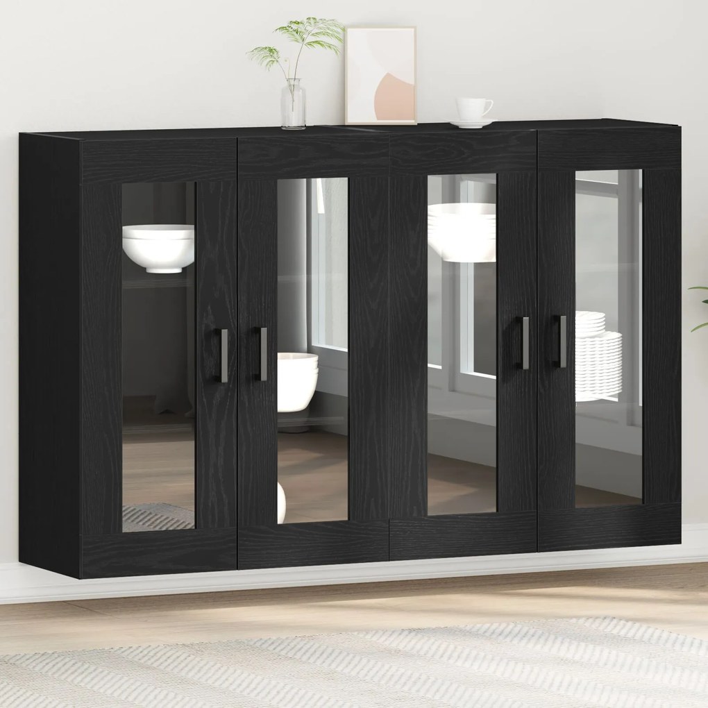 vidaXL Dulapuri suspendate 2 buc Negru Stejar 69,5 x 34 x 90 cm Lemn stratificat