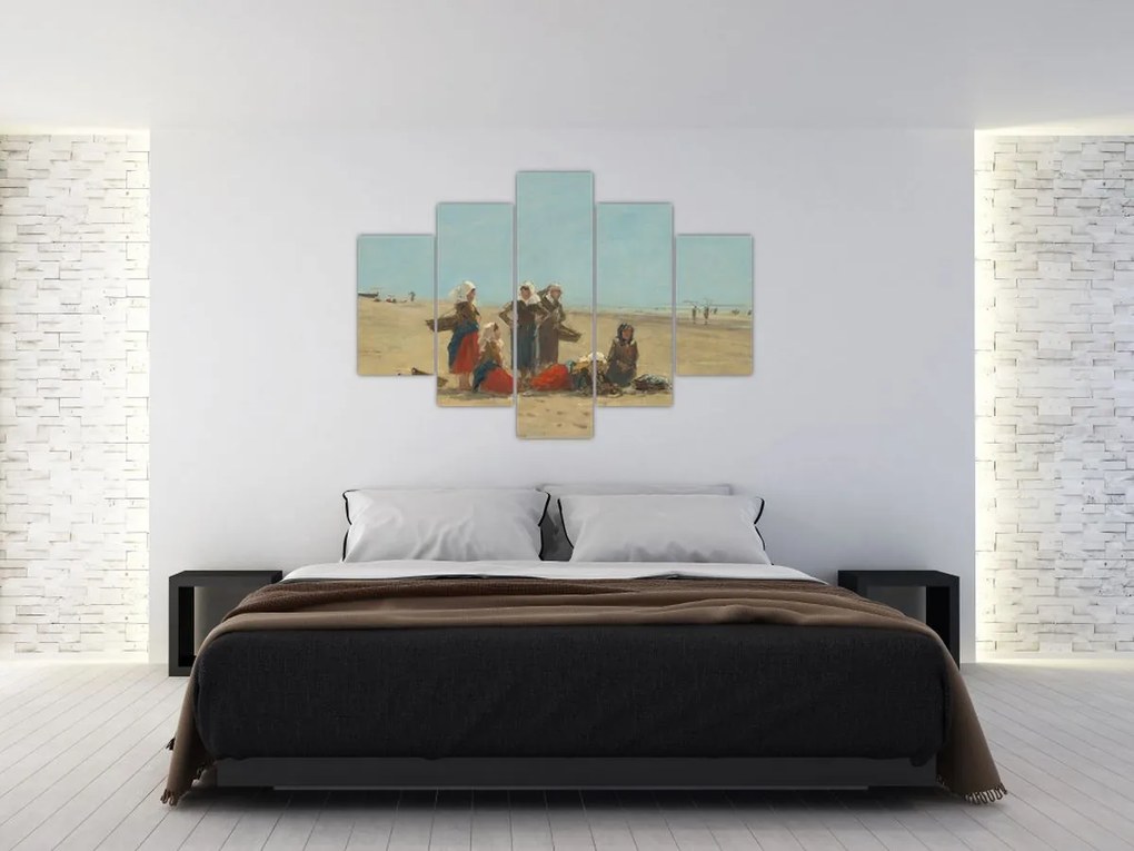 Tablou - Eugène Boudin, Women on the Beach at Berck, reproducere (150x105 cm)
