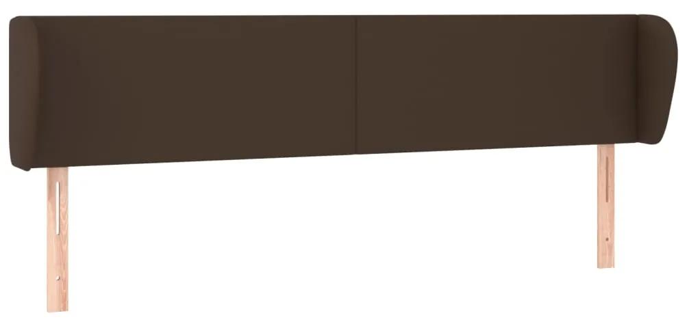 Tablie de pat cu aripioare maro 183x23x78 88 cm piele ecologica 1, Maro, 183 x 23 x 78 88 cm
