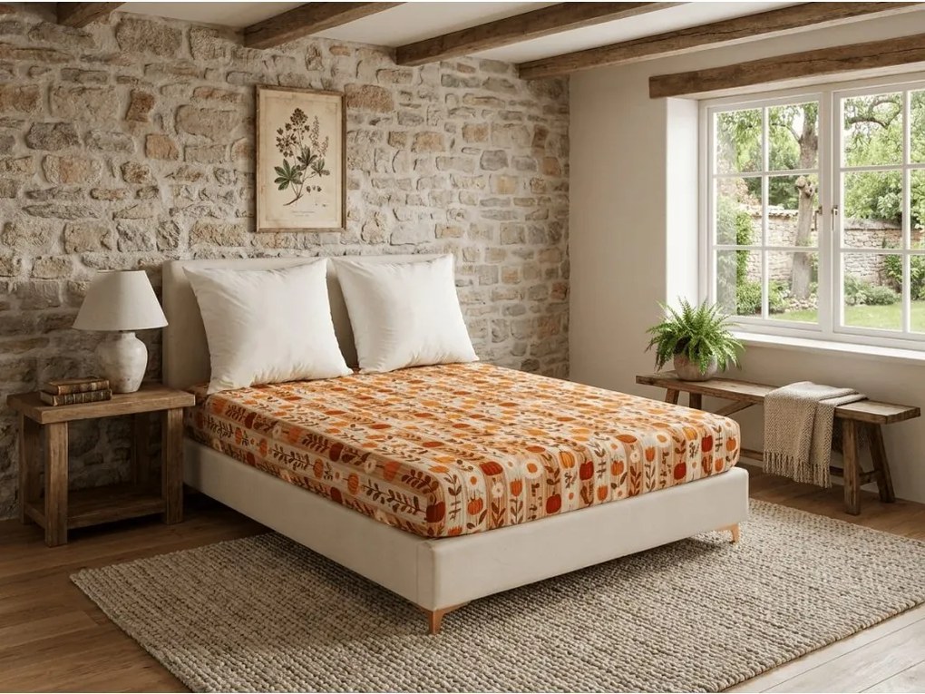 Cearsaf din microfibra PUMPKIN STRIPES colorat 180x200 cm