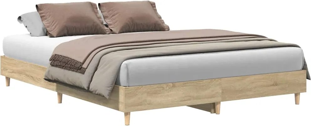 vidaXL Cadru de pat fără saltea Stejar Sonoma 140x200cm Lemn prelucrat