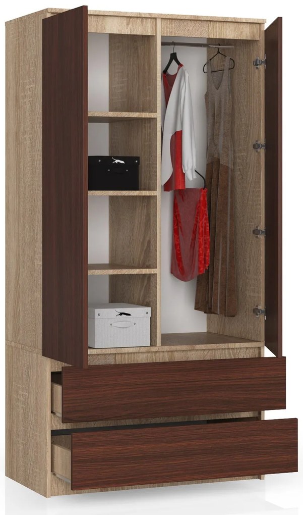Dulap de haine Safwan (Stejar sonoma + wenge). 1069445