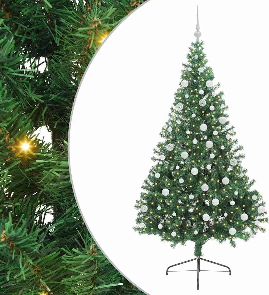 vidaXL Pom de Crăciun artificial pre-iluminat Verde 180 cm PVC