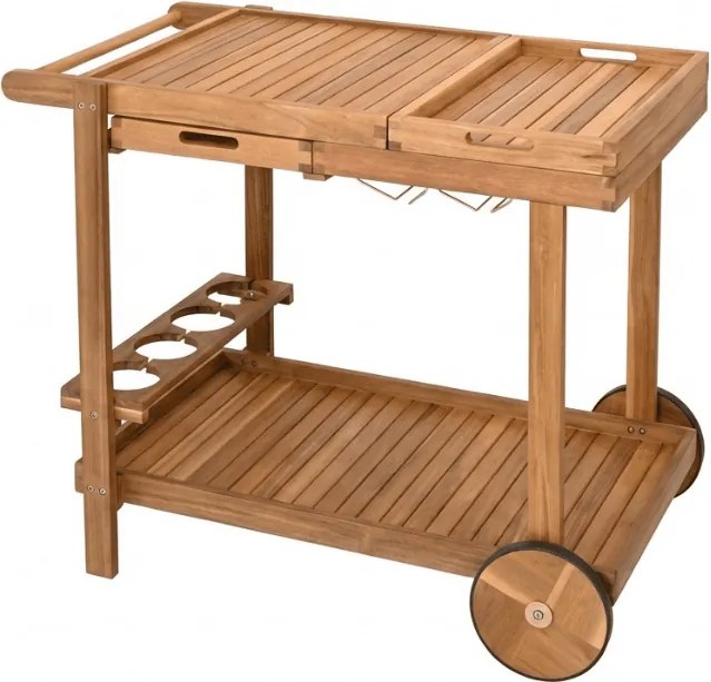 Masa de servit pentru gradina pe roti GRIL PARTY, lemn de acacia