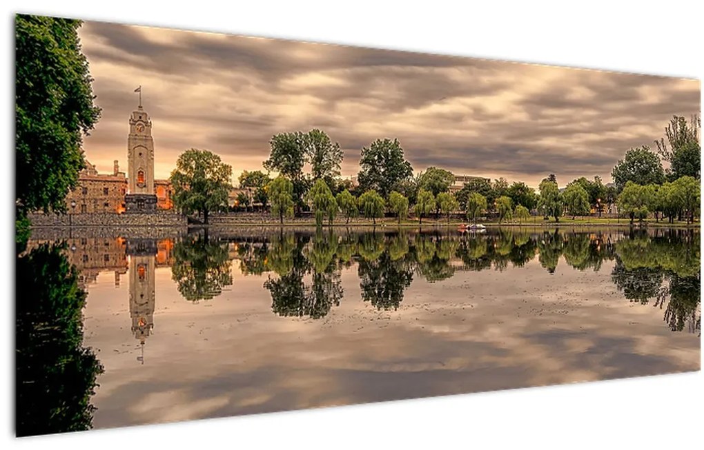 Tablou cu lac și copaci (120x50 cm)