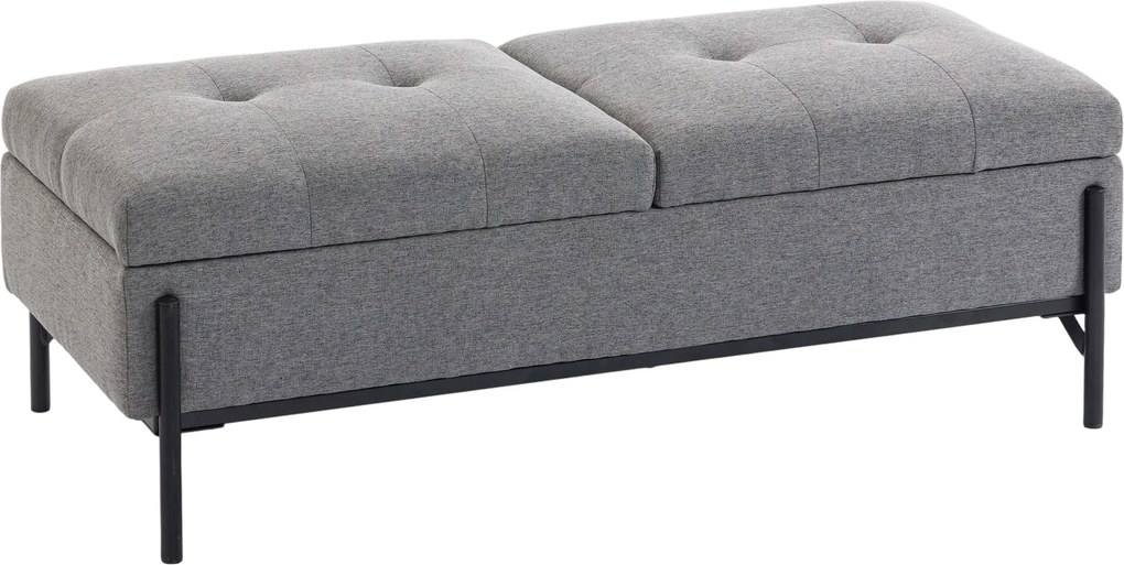 HOMCOM Ladă-bancă din ţesătură tip in, bancă de pat cu 2 compartimente, capace rabatabile şi perne extra-groase, 117 x 50 x 44 cm | Aosom Romania