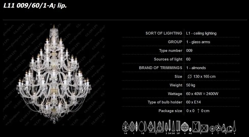 Lustra cu 60 brate cristal Bohemia L11 009/60/1-A