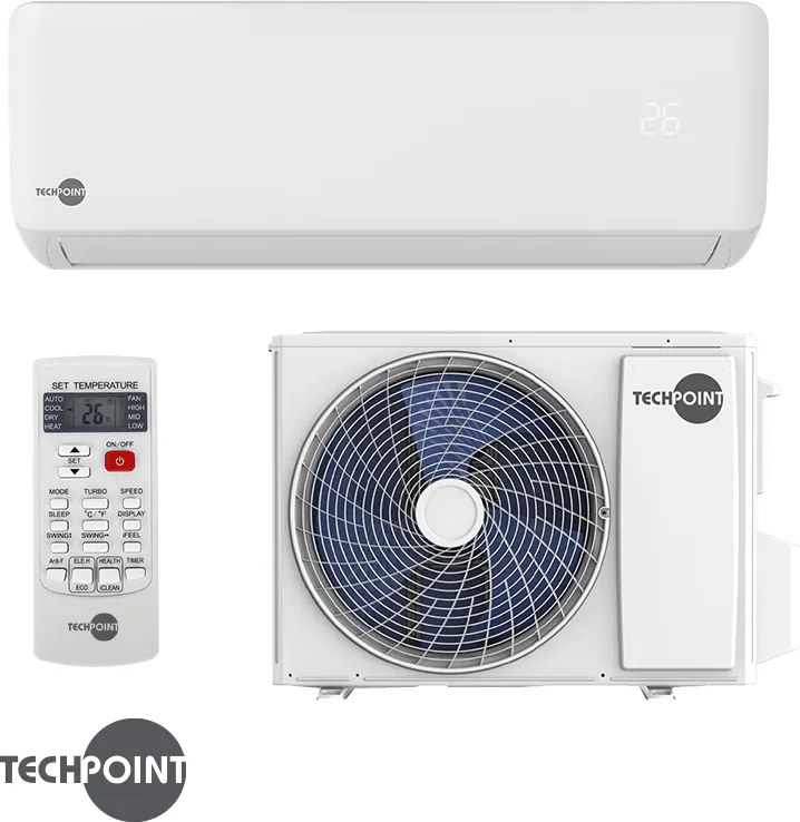 Aparat de aer conditionat cu invertor TechPoint TCP H18 MAXCOOL, 18.000 BTU, 33 m², A++, R-32, Alb