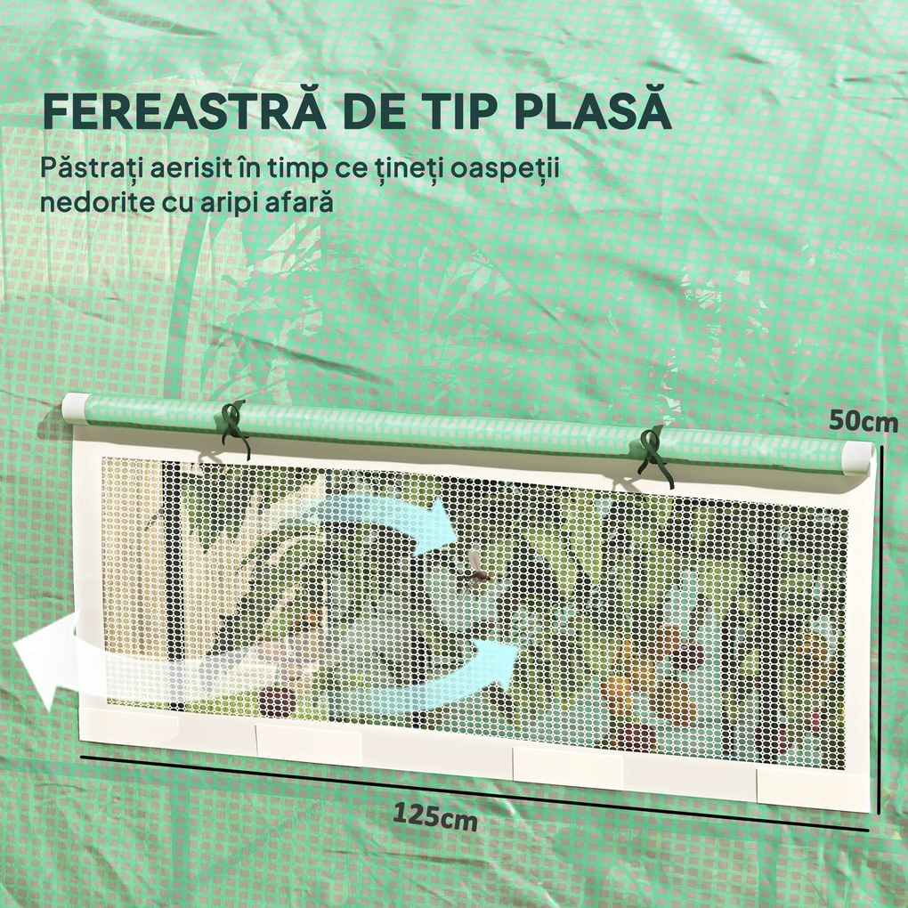 Outsunny Seră tip Tunel Walk-In 300 x 200 cm - Verde | Aosom Romania