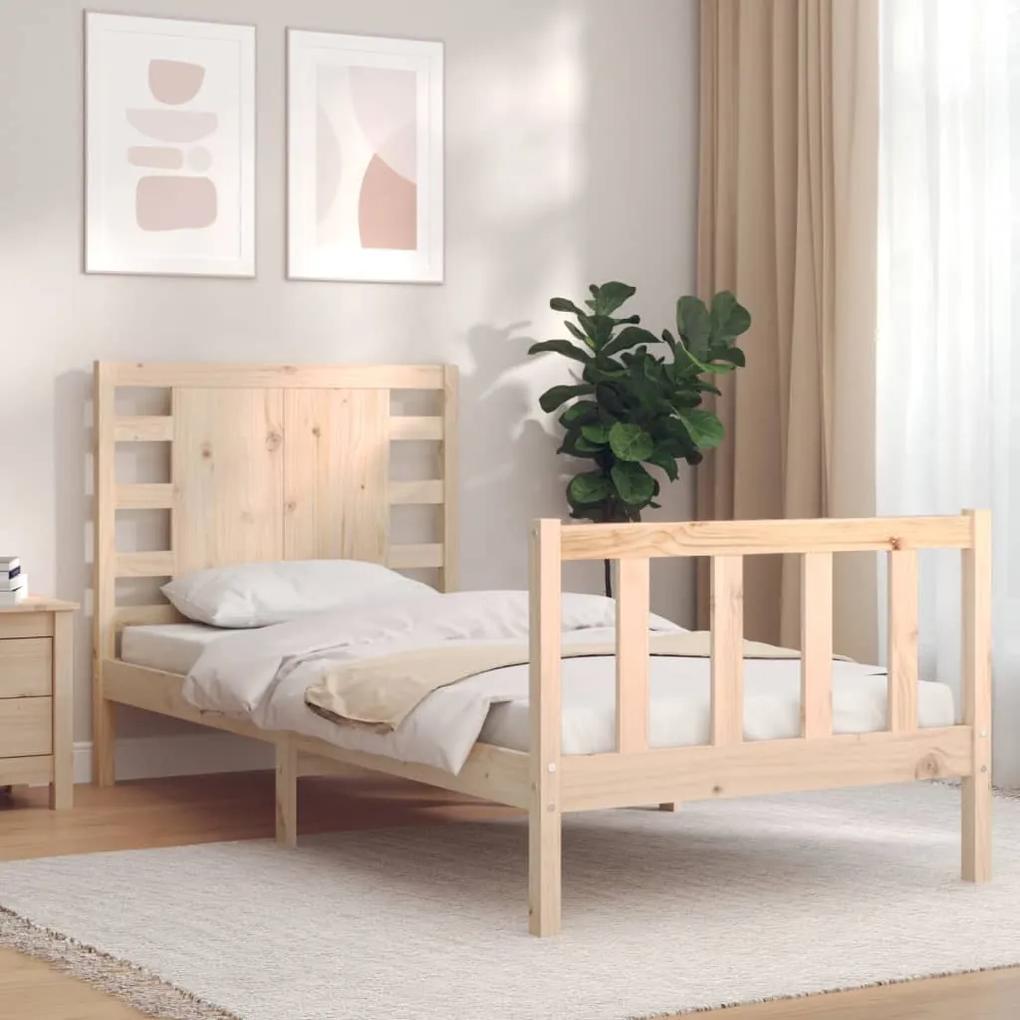 3192776 vidaXL Cadru de pat cu tăblie single mic, lemn masiv