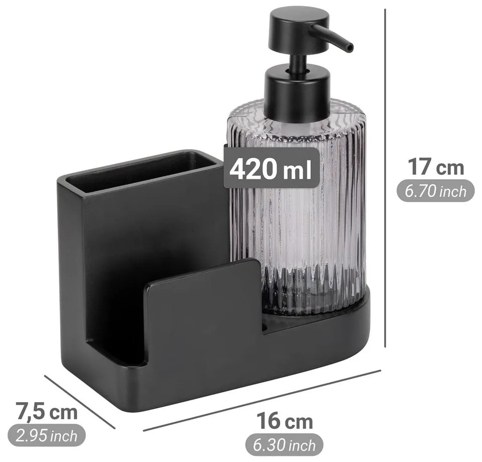 Suport pentru accesorii de spălat negru din polirășină Pina – Wenko