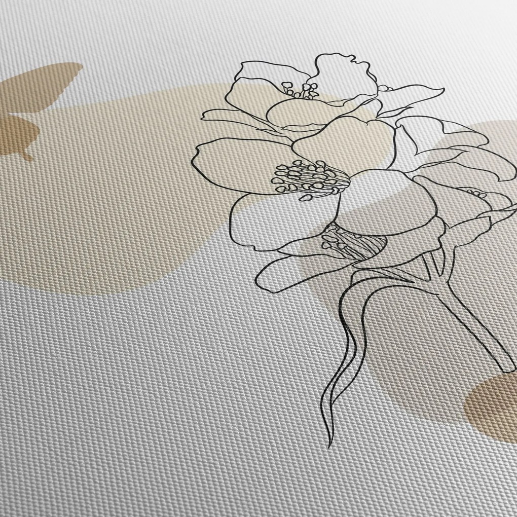 Tablou - Flori bej cu fluture N⁰3 (90x60 cm)