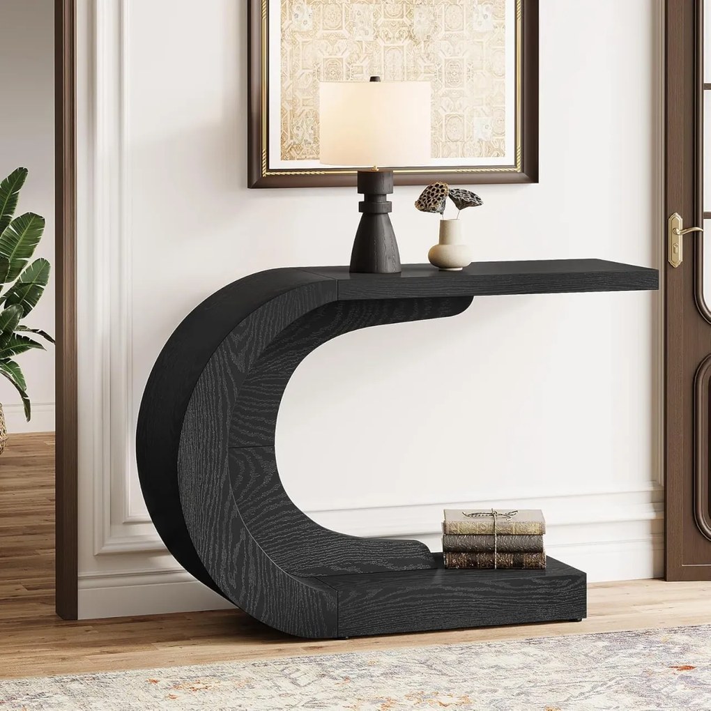 MAM12 - Masa Consola, 110 cm, masuta hol, living, dining, dormitor - Maro / Negru