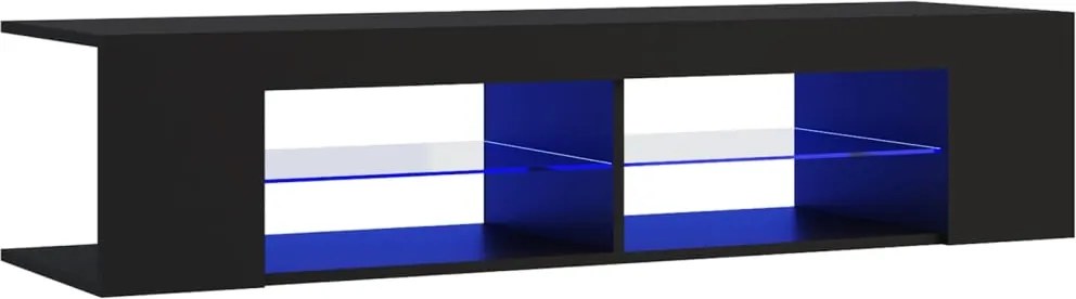 vidaXL Comodă TV cu lumini LED, negru, 135x39x30 cm