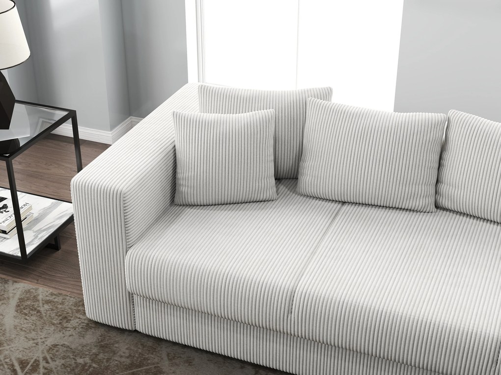 Canapea extensibilă dumonde cu ladă de depozitare si sezut confortabil din spuma high-density, Gloria Zoom Cream 240x100 cm