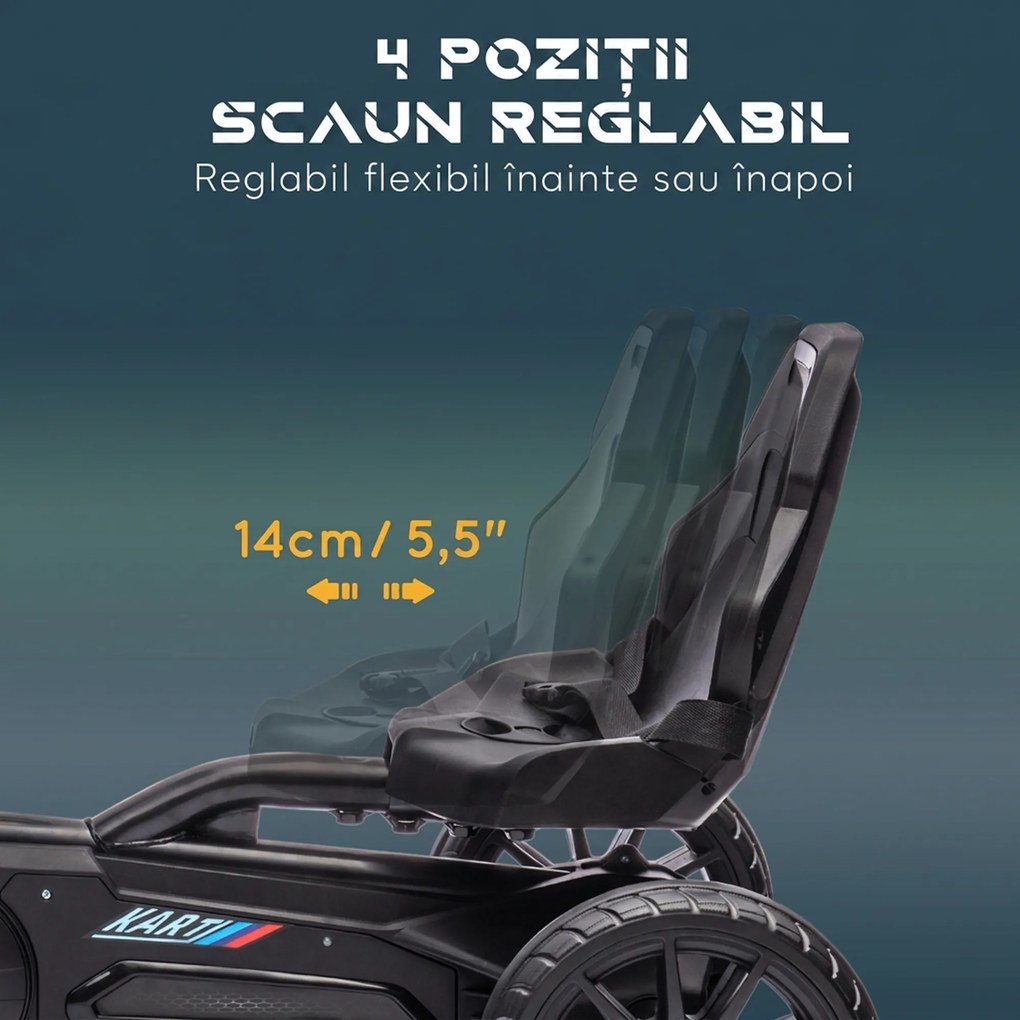 HOMCOM Kart cu Pedale pentru Copii 3-8 Ani, cu Scaun Reglabil | Aosom Romania