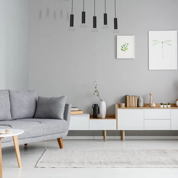 Lustră pe cablu DANTE 5xGU10/25W/230V neagră/crom lucios